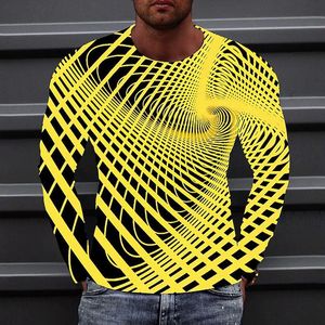 Moda para hombre de manga larga con cuello redondo camiseta impresión 3D creativo giro gráfico camisetas calle ropa para hombre y2k tops 240226