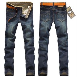 Modieuze heren rechte buis losse jeans Casual en geventileerde jeugd lange broek blauwe herenfolkbroek283u