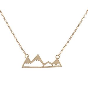 Collares de picos de montaña de moda, collares con colgante de personaje de paisaje geométrico, collares chapados en plata de galvanoplastia, regalo f274M