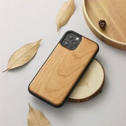 Elementos naturales de moda Caja de teléfono minimalista Pure Cherry Walnut Wood Textura TPU TPU Telepá