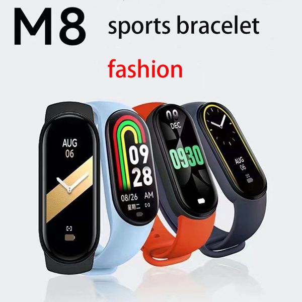 Modische neue M8 Smart Armband Übung Meter Schritt Bluetooth Herzfrequenz Blutdruck Blut Sauerstoff Gesundheitsüberwachung elektronische Armband soziale