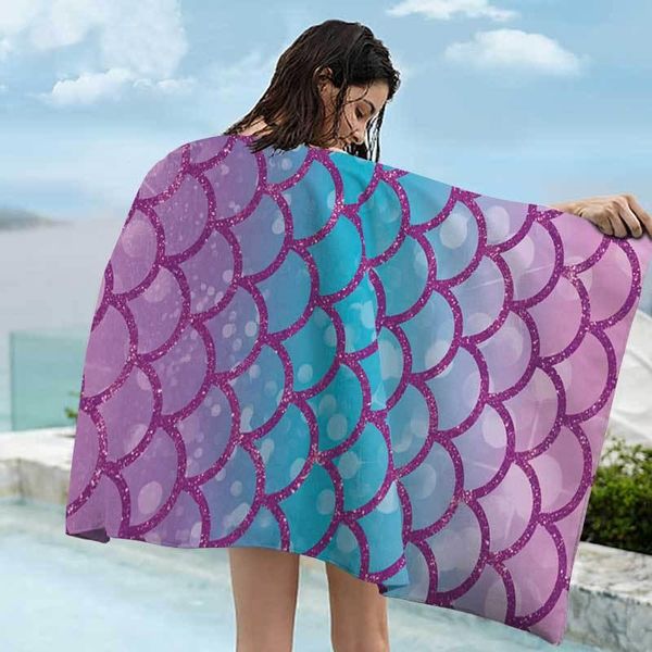 Serviette de bain de baignade extérieure à la mode serviette de plage de plage de plage créatif châle de cran de cran à séchage
