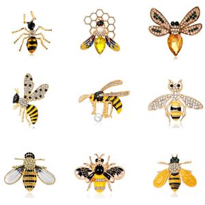 Broches d'abeille en strass à la mode pour femmes émaillantes Animal Insecte Broche Broche Pinches Bijoux Foulard Broche