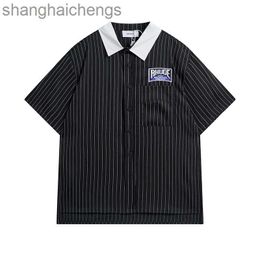 Chemises de créateurs à la mode Rhuder 2024 Nouveau Polo à bande verticale printemps / été T-shirt à manches courtes lâches