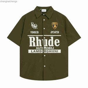 Modieuze rhuder -ontwerper shirts 2024 zomer nieuw merk polo kraag shirt met korte mouwen met korte mouwen bedrukte heren dames casual top trend