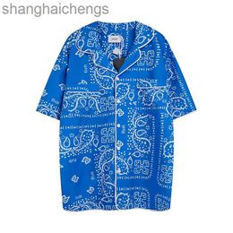 Modieuze rhuder -ontwerper shirts strand bloesem shirt voor mannen dames paar set dun gefragmenteerde bloesem shirt mouwen hawaiian strand shirts