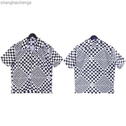 Modieuze rhuder -ontwerper shirts trend hoge versie lente/zomer nieuw schaakbord patroon Amerikaans stijl high street casual losse shirt met korte mouwen