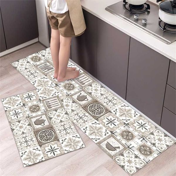 Alfombra de cocina de estilo nórdico Simple a la moda, alfombra para el hogar, alfombra para puerta de tira larga, decoración moderna para el hogar 211204