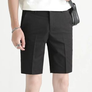 Modieuze slanke fit heren pak shorts 2024 heren zakelijke casual shorts trendy solide kleur vijfpunts broek voor mannen.240513
