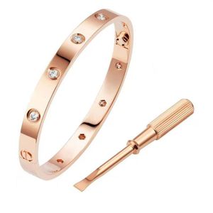Modieus roestvrij staal zilver 18K vergulde roségouden armbanden vrouwen mannen schroevendraaier armband sieraden met originele Bag301T