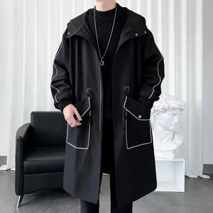 Veste longue décontractée de rue à la mode avec grand manteau de poche, vêtements de marque de haute qualité pour hommes 231227