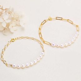 Chaîne de tournesol à la mode, épissure de perles de grains de riz, élégante et minimaliste, bracelet de perles d'eau douce Zhuji, longueur réglable pour femmes