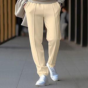 Pantalon gaufré ultra-mince à la mode pour hommes, pantalon droit plissé décontracté de couleur unie, pantalon rétro brossé à lacets pour hommes printemps/été 240318
