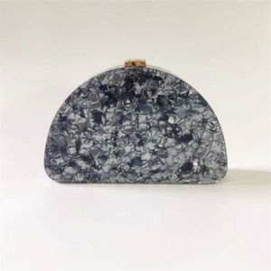 Modieuze damestas, zwarte sneeuwvlok acryl dinertas, veelzijdige D-vormige handtas, halfronde crossbody box bag 240207