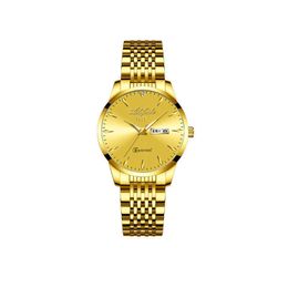 Montre pour femmes à la mode, bande en acier inoxydable, montre féminine, montre de quartz populaire, montre non mécanique, étanche et double calendrier double calendrier C3