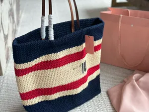 Sac de plage d'été à la mode Sac de paille lafite tricot-tote