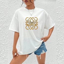 T-shirts polyvalents surdimensionnés à la mode pour Summer Sweet High Street Alphabet Tee Lady Tissu Top Camisetas Mujer 240513