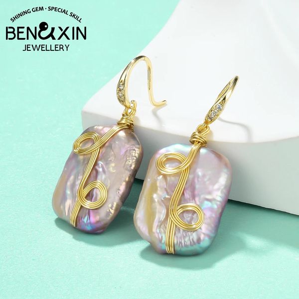 Boucles d'oreilles en perles de Zircon pour femmes à la mode, perles naturelles surdimensionnées, clou baroque 925 pour femmes 240305