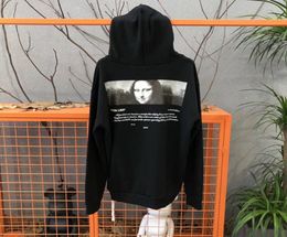 FashionBrand Nieuwe Mona Lisa Hoodie Hip Hop Street Sport Heren Designer Hoodies Black White Loose Fit pullover Sweatshirt2508132