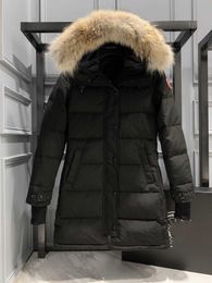 Fashiondesigner vrouwen middele lengte versie puffer down dames Canadese jas naar beneden parkas winter dikke warme lagen winddichte gooseses streetwear