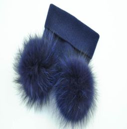 Fashion Double Real Fur Pom Pom Hat Dames Winterkappen gebreide wollen hoeden Skullies Beanies Gfemale Natural Two Fur Pompom Beanie Hat3448174