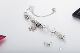 FashionFashion marque alliage haute qualité Bracelet Fit bricolage flocon de neige gouttes huile fleurs perles Bracelet pour femmes bijoux659456264188