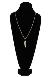 Fashiongold White Gold Iced Out CZ Zirconia Lovers Angel Wing Collier Hip Hop Feather Wing Rapper Bijoux de bijoux FO9018410