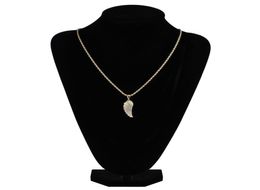 Fashiongold White Gold Iced Out CZ Zirconia Lovers Angel Wing Collier Hip Hop Feather Wing Rapper Jewelry Gifts FO1486150