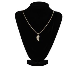 Fashiongold White Gold Iced Out CZ Zirconia Lovers Angel Wing Collier Hip Hop Feather Wing Rapper Bijoux de bijoux FO9581001