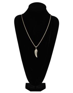 Fashiongold White Gold Iced Out CZ Zirconia Lovers Angel Wing ketting ketting Hip Hop Feather Wing rapper sieraden geschenken FO4089515