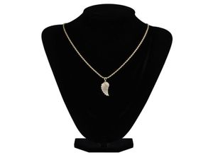 Fashiongold White Gold Iced Out CZ Zirconia Lovers Angel Wing ketting ketting Hip Hop Feather Wing rapper sieraden geschenken FO1486150