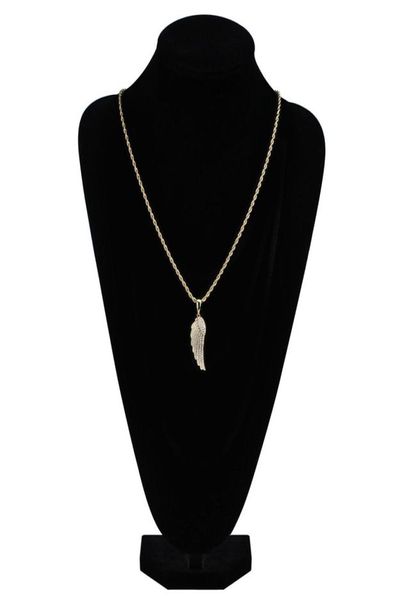 Fashiongold White Gold Iced Out CZ Zirconia Lovers Angel Wing Collier Hip Hop Feather Wing Rapper Jewelry Gifts Fo8746695