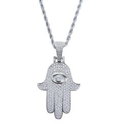 FashionHamsa main pendentif colliers pour hommes femmes main de Fatima diamants collier Judée arabe religieux protecteur bijoux réel go1231098