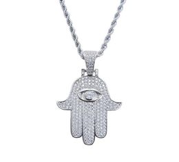 FashionHamsa main pendentif colliers pour hommes femmes main de Fatima diamants collier Judée arabe religieux protecteur bijoux réel go6640755