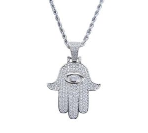 FashionHamsa main pendentif colliers pour hommes femmes main de Fatima diamants collier Judée arabe religieux protecteur bijoux réel go6640755