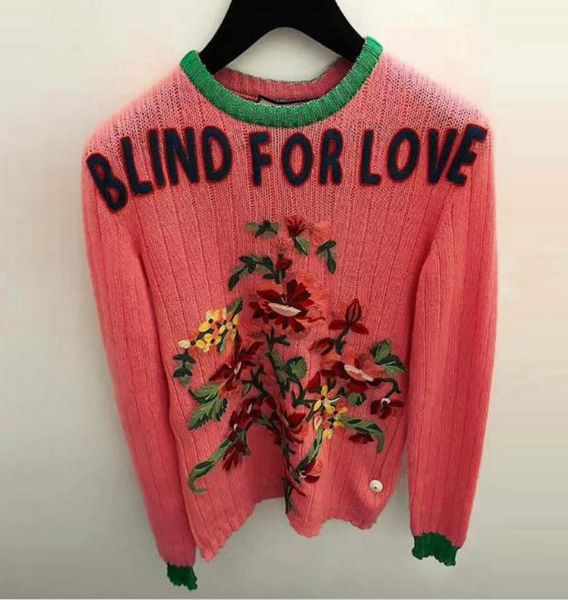 FashionHigh End Dark Pink Blind For Love Jersey Mujer Marca Mismo estilo Cuentas Cristales Tejer Women039s Suéteres Estilo Swea3729255