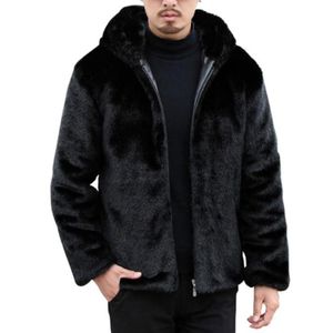 Fashionmen039S Fur Faux Autumn Winter Mens Mens Mink Haped Coateed Coat Short Black pluizige mannelijke plus size jassen Warm Overjas me7370087