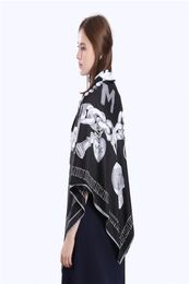 FashionNew Twill Silk Scarf Women Skull Key Printing Square sjaals Fashion Wrap Femd Large Hijab Shawl Necklerchief 130130CM6549045