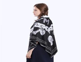 FashionNew Twill Silk Scarf Women Skull Key Printing Square sjaals Fashion Wrap Femd Large Hijab Shawl Necklerchief 130130CM6412592