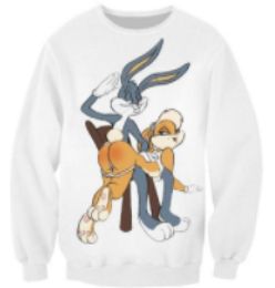 Fashionnewest mode féminin bogues lapin looney tunes 3d swetshirts décontractés imprimés tops s5xl b44277834