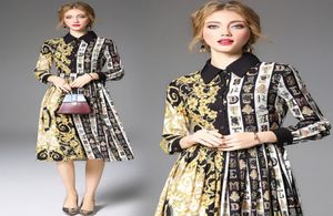 Robe de mode Fashion Automne Hiver Fashion Vintage Vintage European Imprime à manches longues Robes pour femmes2018870