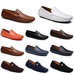 mode cuir doudou hommes chaussures de conduite décontractées Semelle souple respirante Light Tans noirs marines blancs bleus argents jaune gris chaussures all-match paresseux transfrontalier