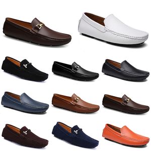 Fashions Lederen Doudou Mannen Casual Driving Schoenen Ademend Soft Sole Light Tan Black Navy White Blue Silver Yely Grey Footwear All-Match Lazy Grens Grens