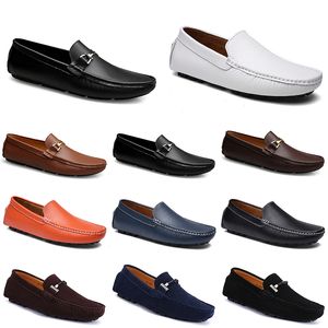 Fashions Lederen Doudou Mannen Casual Drivings Schoenen Ademend Soft Sole Light Tan Blacks Navys Whites Blues Silvers Geel Grijze Schoeisel All-match Lazy Grens grensoverschrijdend