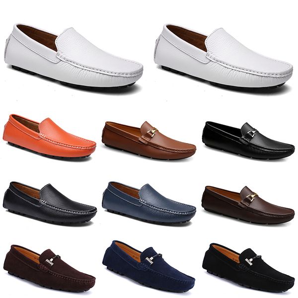 Modes Cuir Doudous Hommes Chaussures de conduite décontractées Semelle souple respirante Light Tan Noirs Marine Blanc Bleu Argent Jaune Gris Chaussures All-Match Paresseux Transfrontalier GAI