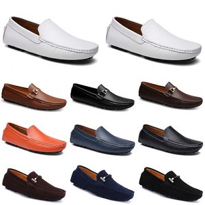 modas cueros doudou hombres zapatos de conducción casual Suela suave transpirable Tan claro negros azul marino blancos azules plateados amarillo gris calzado todo-fósforo perezoso transfronterizo