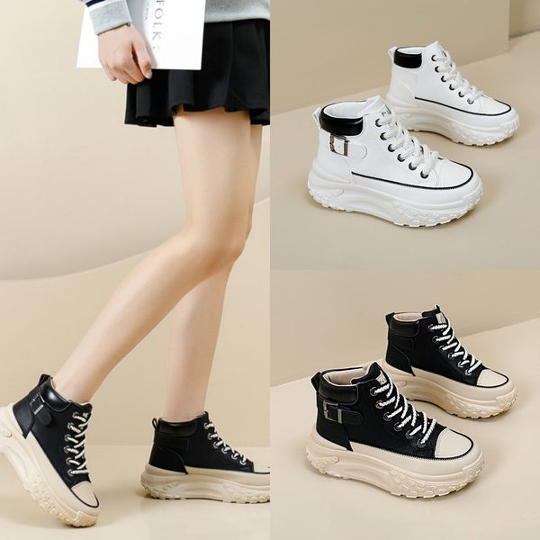 Fashions Positive High Top Shoes Spring y Autumn Vintage Women's Shoes Soled Soled White White Sports Board Zapatos Gai 35-40