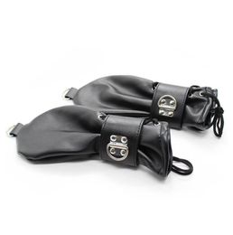 Fashionsoft Leather Fist Mitts Gants avec serrures Andrings Hand Rester Mitten Pet Role Play Fetish Costume7518181