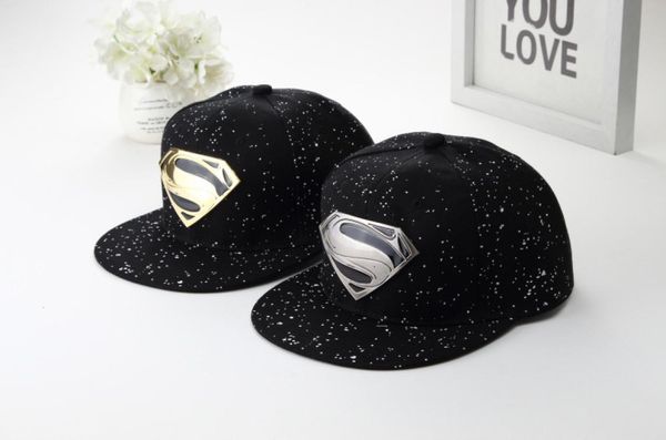 Fashionthe de alta calidad diseñador nuevo Superman Baseball Gat pareja de metal de hierro de metal Hip Hop Hat6344137