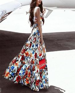 Fashionwomens robe sans manches 2pcs sets de style occidental à volants jupe de plage sexy de plage robes imprimées 5999682